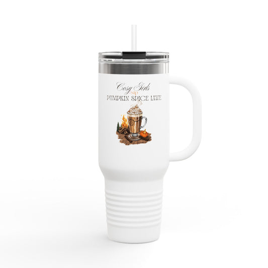 Insulated Travel Mug - Pumpkin Spiced Latte Themed Design | Eco-Friendly 40oz Beverage Container