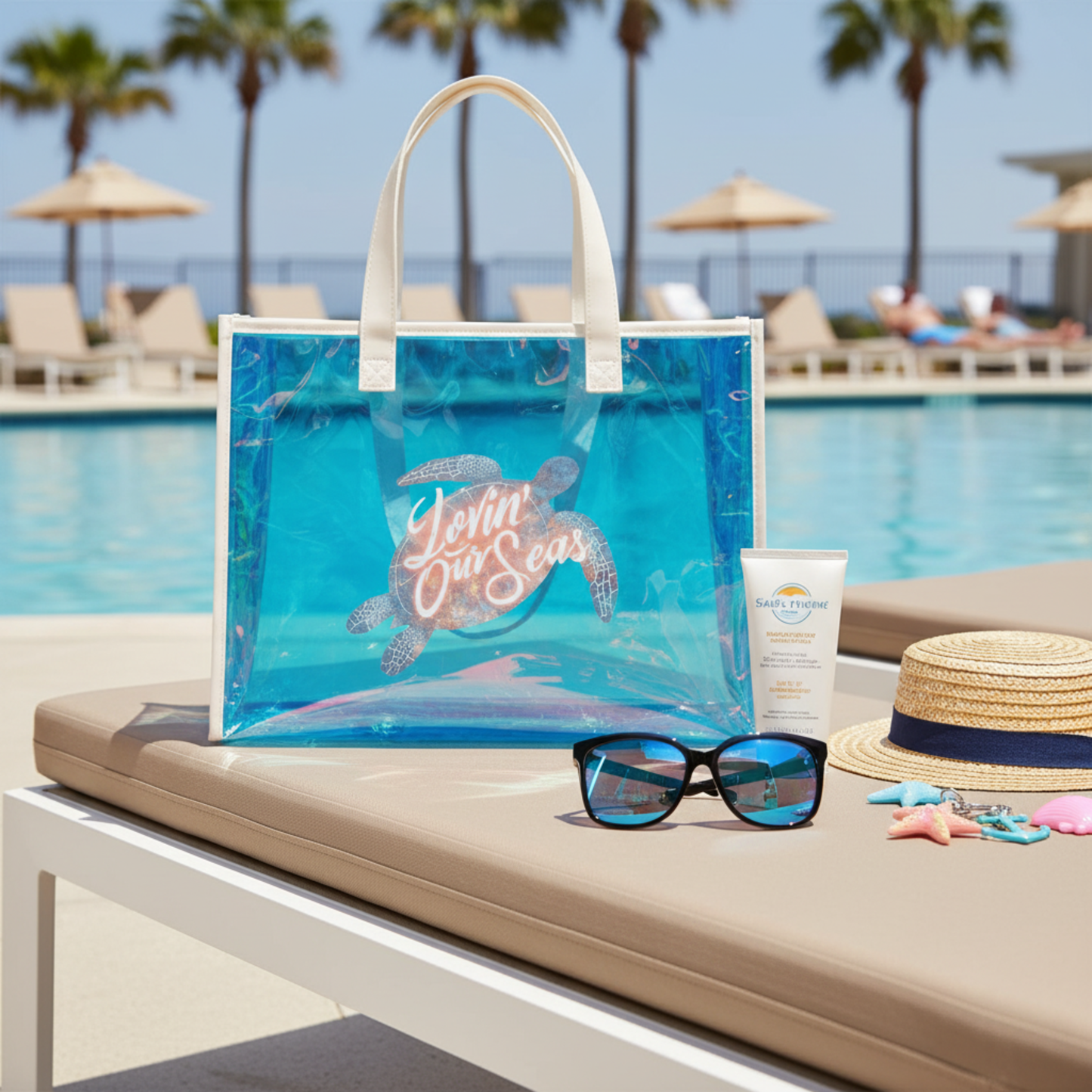 Beach Holographic Tote Bag - Lovin' Our Sea | Chic Beach Accessory, Vacation Essential
