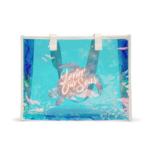 Beach Holographic Tote Bag - Lovin' Our Sea | Chic Beach Accessory, Vacation Essential
