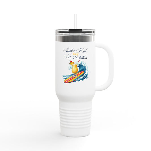 Insulated Travel Mug - Pina Colada Themed Design | Eco-Friendly 40oz Beverage Container