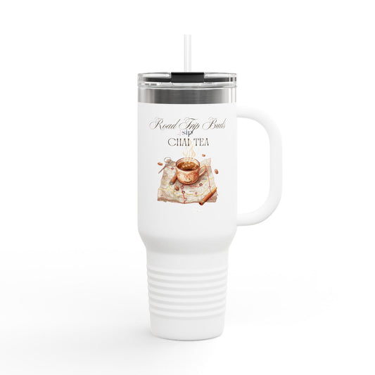 Insulated Travel Mug - Chai Tea Themed Design | Eco-Friendly 40oz Beverage Container