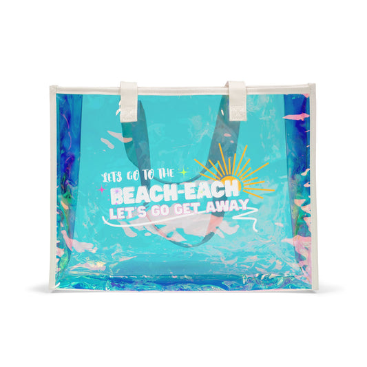 Beach Holographic Tote Bag - Let's go to the Beach | Chic Beach Accessory, Vacation Essential