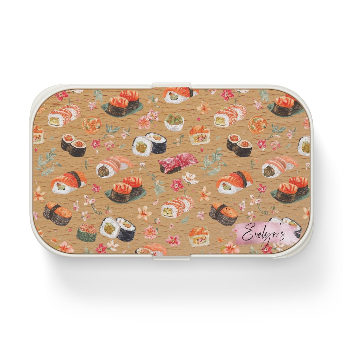 Personalized Bento Lunch Box - Aesthetic Cute Sushi and Floral Patterns | Cute Lunch Container, Eco-Friendly Meal Prep, Gift for Foodies