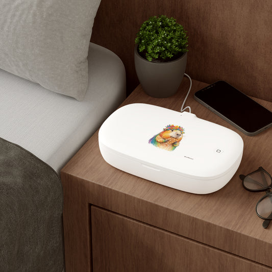 UV Phone Sanitizer and Wireless Charging Pad - Capabara eating Waffle