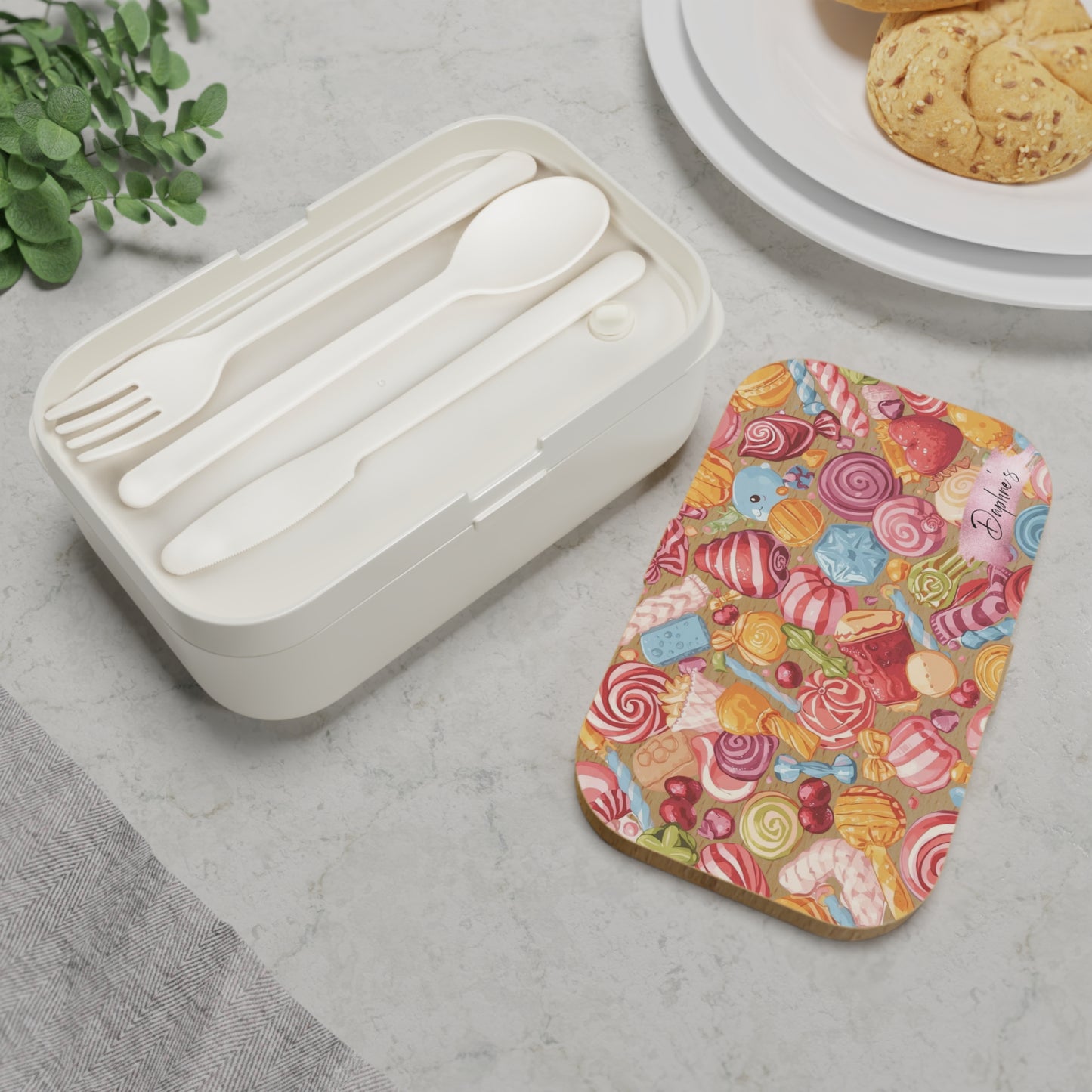 Personalized Bento Lunch Box - Aesthetic Cute Sweets and Candies | Cute Lunch Container, Eco-Friendly Meal Prep, Gift for Foodies