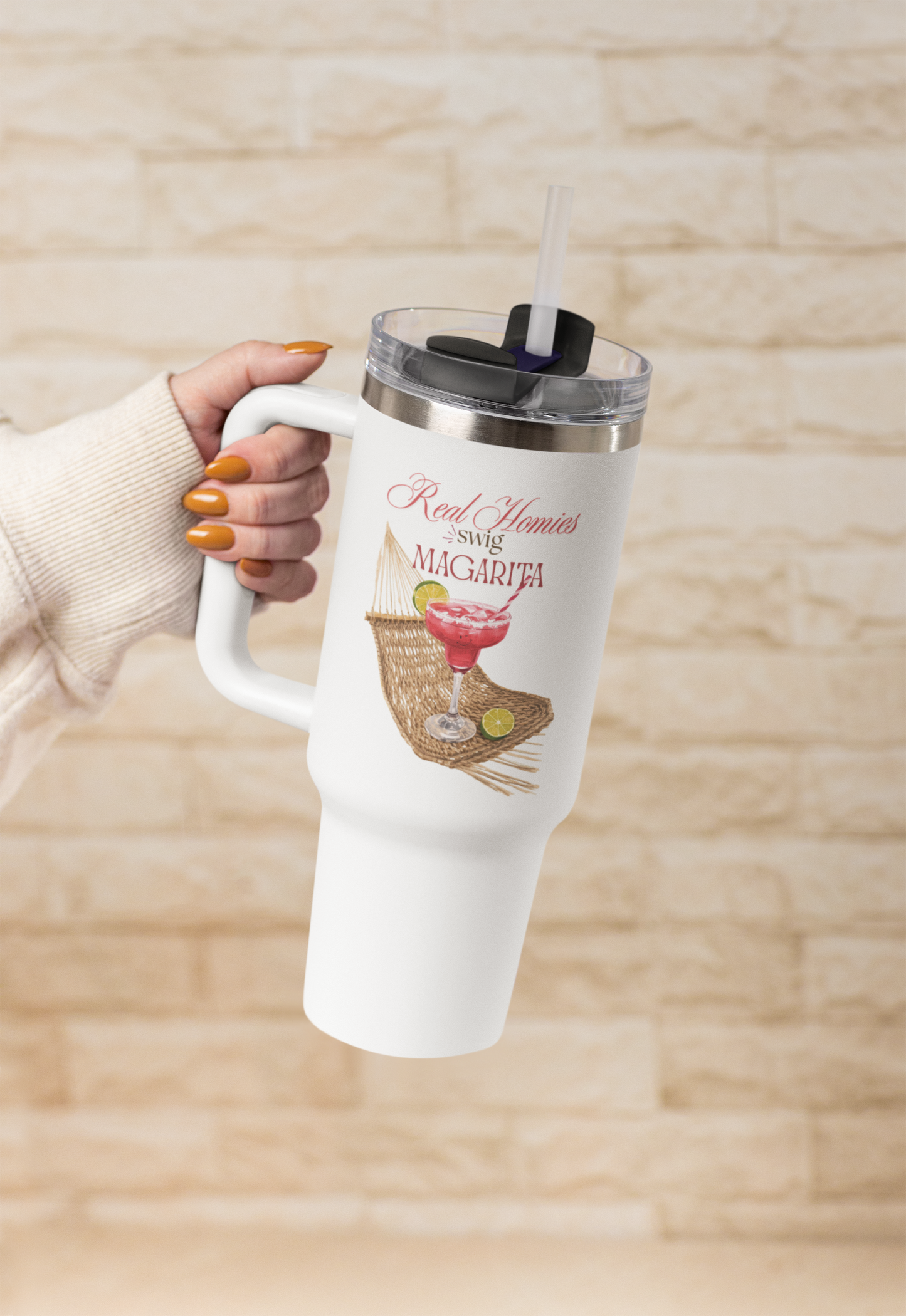 Insulated Travel Mug - Margarita Themed Design | Eco-Friendly 40oz Beverage Container
