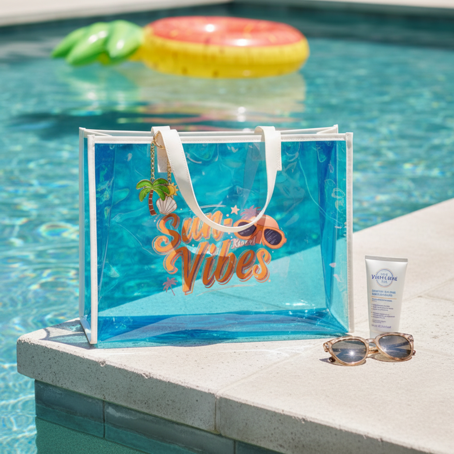 Beach Holographic Tote Bag - Sun-kiss Vibes | Chic Beach Accessory, Vacation Essential