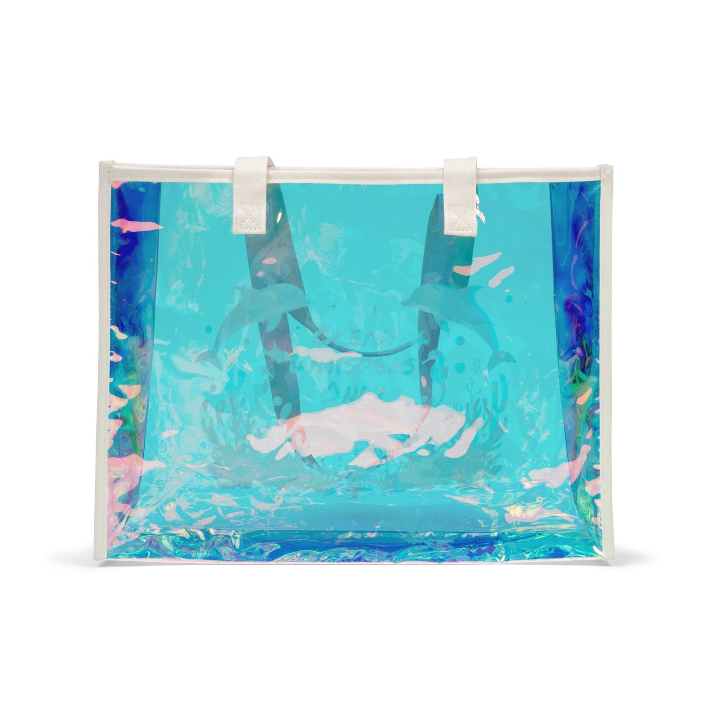 Beach Holographic Tote Bag - Ocean Whispers Only | Chic Beach Accessory, Vacation Essential