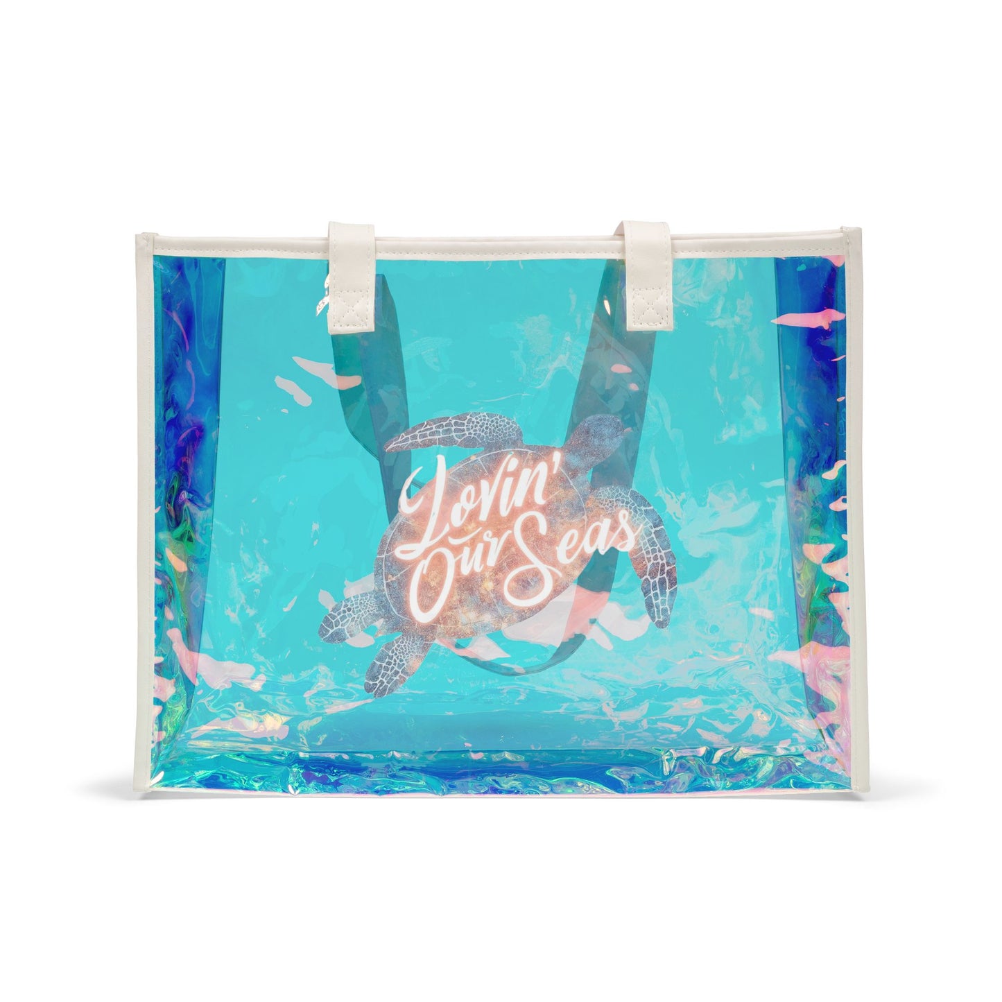 Beach Holographic Tote Bag - Lovin' Our Sea | Chic Beach Accessory, Vacation Essential