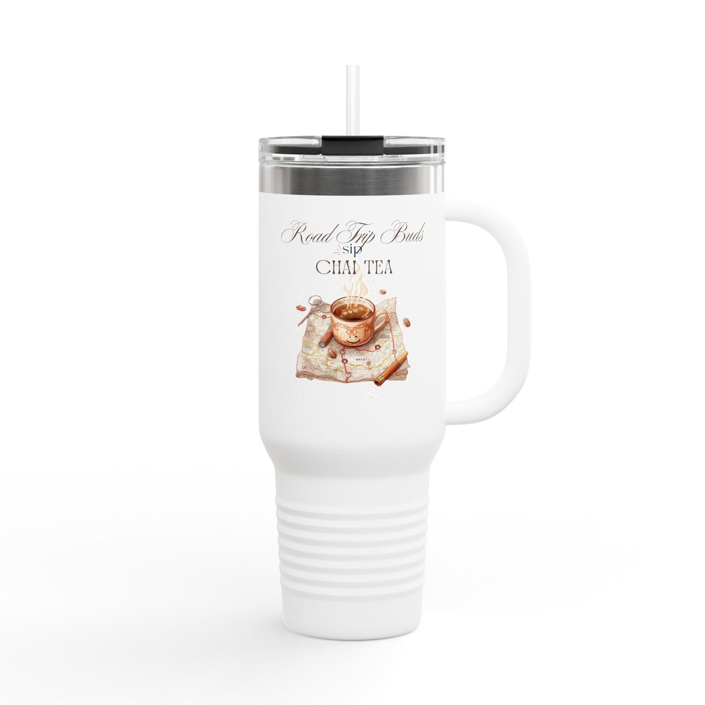 Insulated Travel Mug - Chai Tea Themed Design | Eco-Friendly 40oz Beverage Container